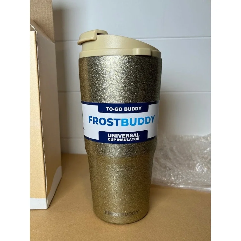 Frost Buddy To-Go Buddy Universal Cup Insulator Champagne Glitz Gold Glitter